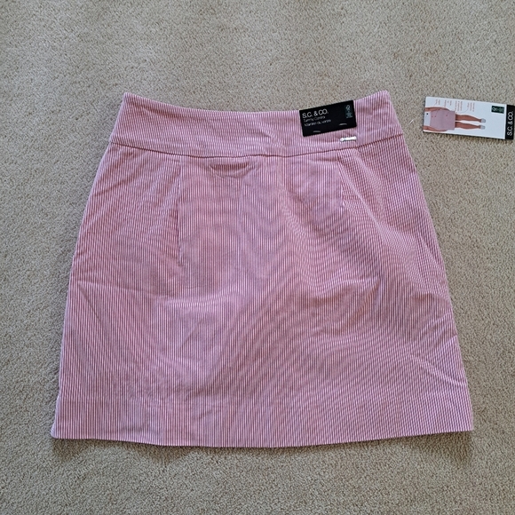 ❤️ S.C.& Co. Pull On Skort Pink White Striped Stretch Skirt Women's NWT - Picture 11 of 11